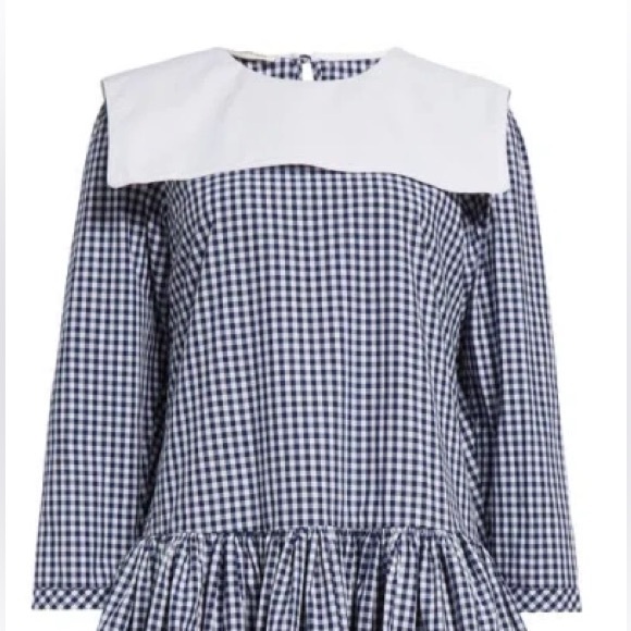 Sandy Liang Blue and White Raglan Sleeve Mini Dress - Picture 2 of 5